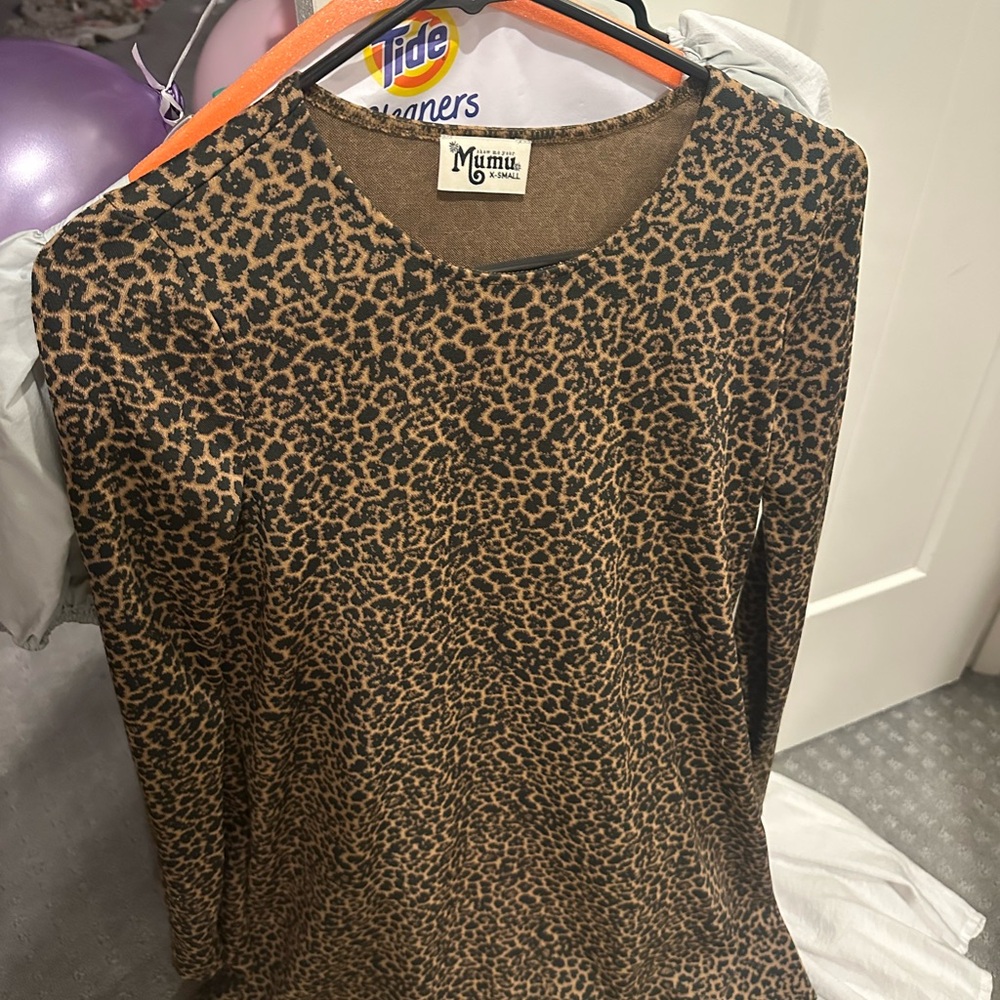 Show Me Your MuMu Leopard Print Long Sleeve Dress